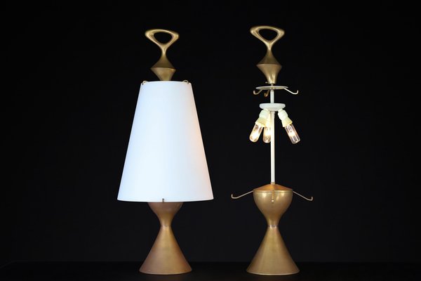 Patinated Brass Table Lamps attributed to Max Ingrand for Fontana Arte, Italy, 1956, Set of 2-TRW-1819635