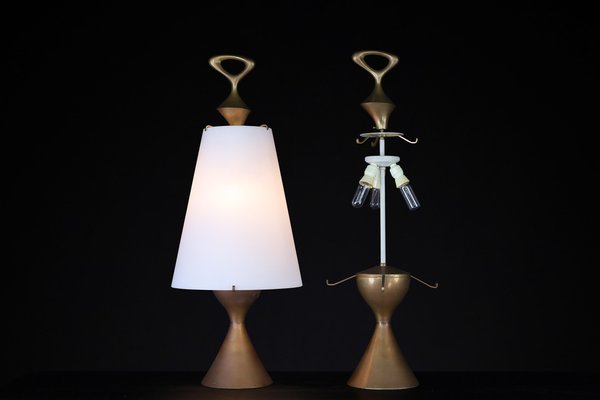 Patinated Brass Table Lamps attributed to Max Ingrand for Fontana Arte, Italy, 1956, Set of 2-TRW-1819635