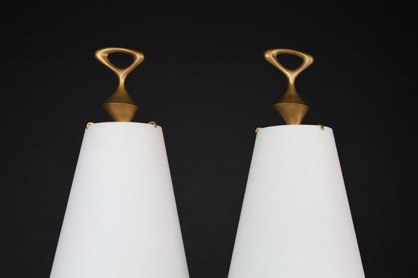 Patinated Brass Table Lamps attributed to Max Ingrand for Fontana Arte, Italy, 1956, Set of 2-TRW-1819635