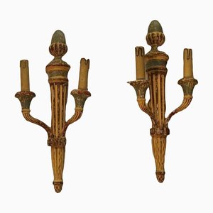 Patinated Carved Wooden Walls, Set of 2-BA-1365888