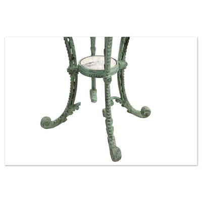 Patinated Cast Iron Side Table with Marble Trays-NQ-1788064