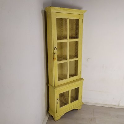 Patinated Corner Cupboard in Fir & Iron-EAD-1313864