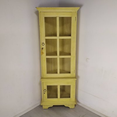 Patinated Corner Cupboard in Fir & Iron-EAD-1313864