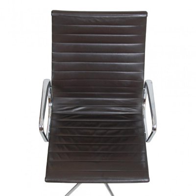 Patinated Dark Brown Leather Ea-119 Office Chair by Charles Eames for Vitra, 2000s-MTD-1400302