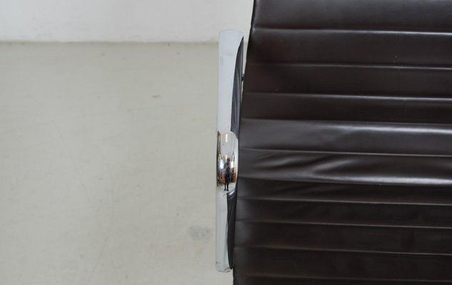 Patinated Dark Brown Leather Ea-119 Office Chair by Charles Eames for Vitra, 2000s-MTD-1400302