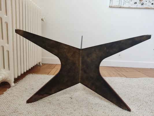 Patinated Iron Circular Shelled Table, 1960s-ILR-1397706