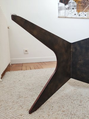 Patinated Iron Circular Shelled Table, 1960s-ILR-1397706