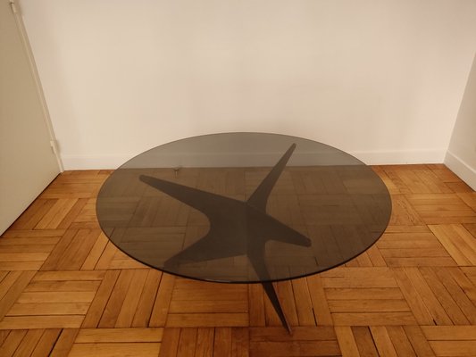 Patinated Iron Circular Shelled Table, 1960s-ILR-1397706