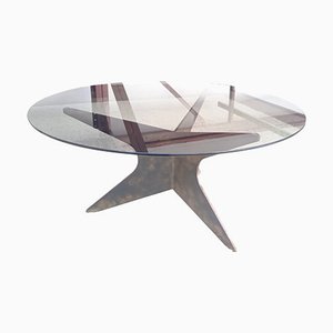 Patinated Iron Circular Shelled Table, 1960s-ILR-1397706