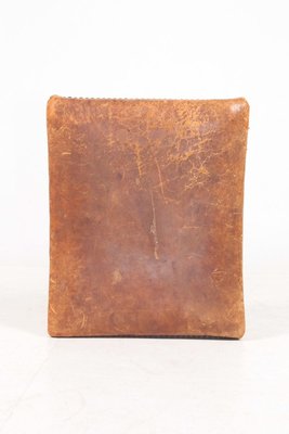 Patinated Leather and Oak Stool, 1950s-FK-830490