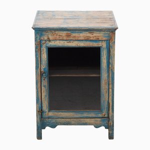 Patinated Wooden Bedside Table with Showcase, 1800s-NQ-1749259