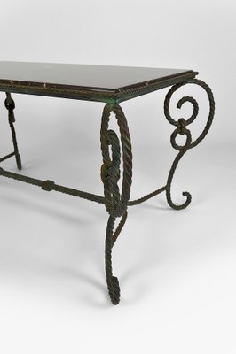 Patinated Wrought Iron and Black Marble Coffee Table, 1940s-XNH-1176470