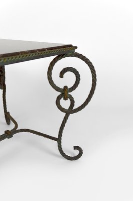 Patinated Wrought Iron and Black Marble Coffee Table, 1940s-XNH-1176470