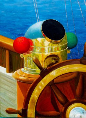 Patrick Chevailler, Wheel and Compass, 2021, Oil on Canvas-QNR-1116290