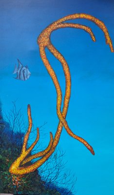 Patrick Chevailler, Yellow Coral and Spadefish, 2017, Oil on Canvas-QNR-1221278