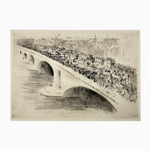 Paul Paeschke, London Towerbridge, Signed Etching-QFT-1816771