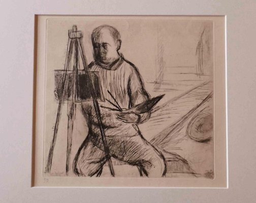 Paul Pouchol, Portrait, Original Etching, Mid, 20th-Century-ZCI-1164482