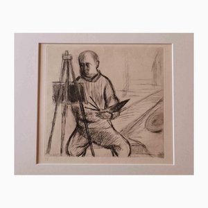 Paul Pouchol, Portrait, Original Etching, Mid, 20th-Century-ZCI-1164482