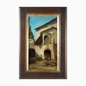 Paul Unbereit, Teisenhoferhof in Weisenkirchen, 1890s, Oil Painting, Framed-QOR-2022835