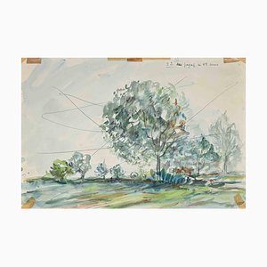 Paulette Humbert, Landscape, Original Drawing, Mid-20th-Century-ZCI-1262075