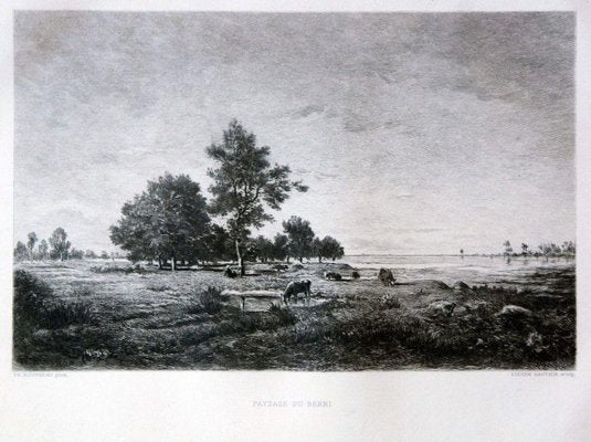 Paysage du Berri - Etching and Aquatint After Théodore Rousseau - Late 1800 End of 19th Century-ZCI-760931