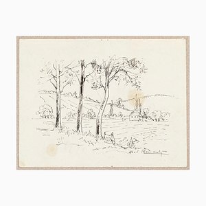 Paysage - Original China Ink Drawing by Abel Pierre Renault - Mid 1900 Mid 1900-ZCI-755254