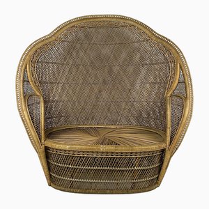 Peacock 2-Seater Sofa in Wicker and Rattan, Italy, 1960s-TPO-1780790