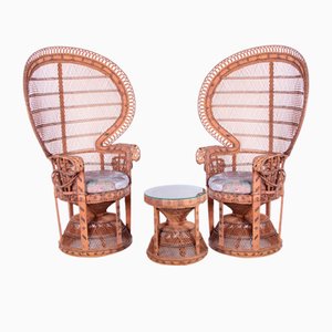 Peacock Chairs with Side Table by Emmanuelle Pauw, 1960, Set of 3-EZZ-1452848