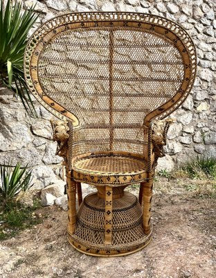 Peacock Wicker Armchair Emmanuelle, 1970s-HDF-1741747