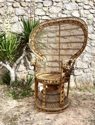 Peacock Wicker Armchair Emmanuelle, 1970s-HDF-1741747