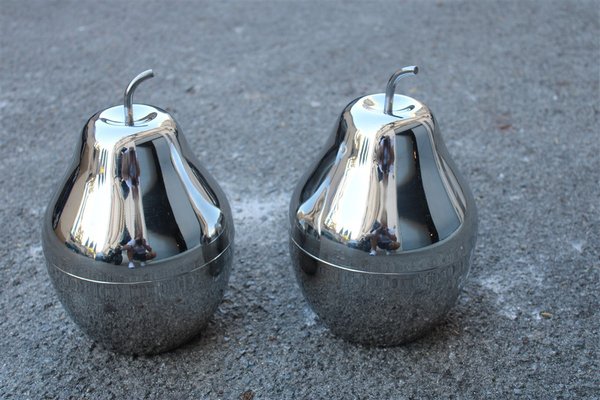 Pear-Shaped Ice Boxes in Steel, Italy, 1970s, Set of 2-EH-1394937