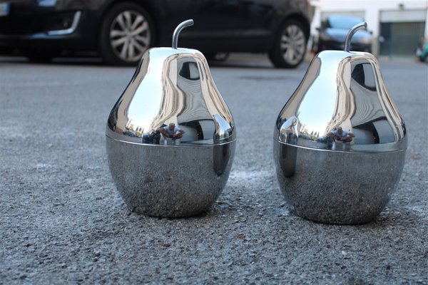 Pear-Shaped Ice Boxes in Steel, Italy, 1970s, Set of 2-EH-1394937