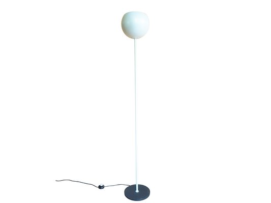 Pearl White & Black Metal Floor Lamp Luminator by Stilnovo, 1960s-RD-1821811