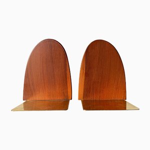 Pearwood Brass Bookends, 1960s, Set of 2-WSA-885440