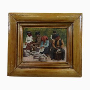 Peasant Scene Painting, 1900s, Oil on Board, Framed-DCO-1313031