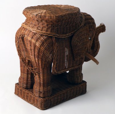 Peddle Cane Rattan Elephants Side Table, France, 1960s-ESB-1396331