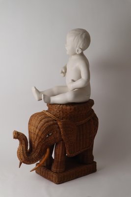 Peddle Cane Rattan Elephants Side Table, France, 1960s-ESB-1396331