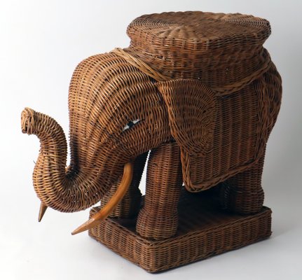 Peddle Cane Rattan Elephants Side Table, France, 1960s-ESB-1396331