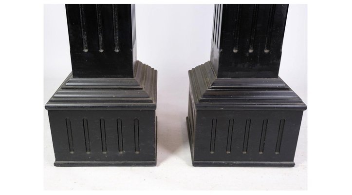 Pedestal Tables with Black Paint in Louis XVI Style, 1980s, Set of 2-UY-1284420