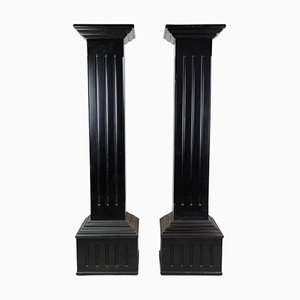 Pedestal Tables with Black Paint in Louis XVI Style, 1980s, Set of 2-UY-1284420