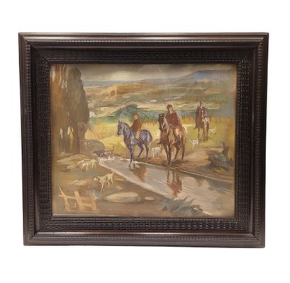 Pedro Mozos, Hunting Day, 1950s, Tempera on Cardboard-NUC-1719229