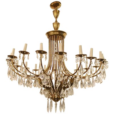 Pendant Chandelier in Gilt Bronze by Oscar Torlasco for Esperia, 1950s-FGA-923555