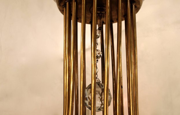 Pendant Chandelier in Gilt Bronze by Oscar Torlasco for Esperia, 1950s-FGA-923555