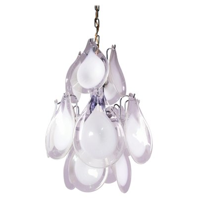 Pendant Lamp in Murano Glass Petals & Chrome from Venini, Italy, 1960s-DEK-932662