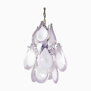 Pendant Lamp in Murano Glass Petals & Chrome from Venini, Italy, 1960s-DEK-932662