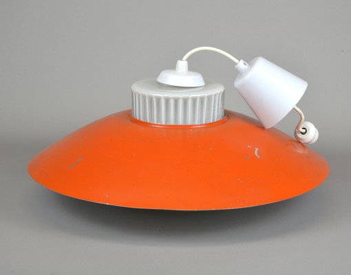 Pendant Lamp in Orange Metal and Opal Glass, 1960s-AOU-2034525