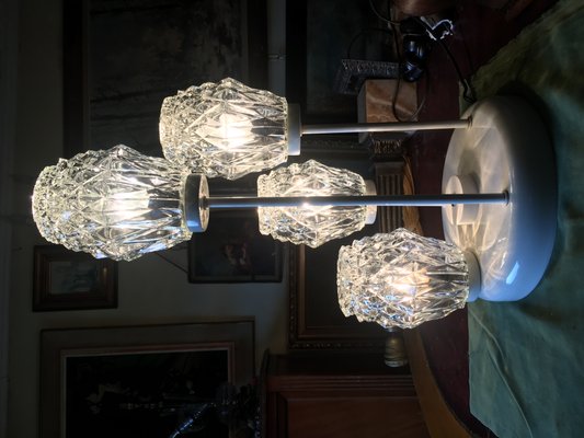 Pendant Lamp or Chandelier in Metal and Glass, 1960s-WQQ-1017523