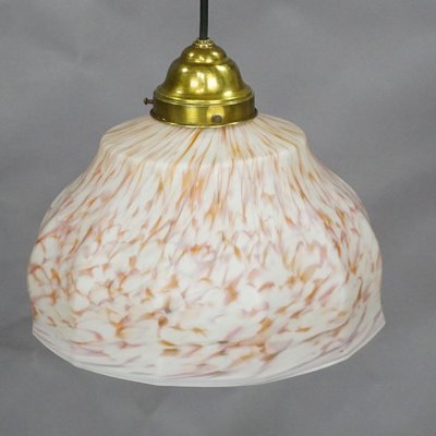 Pendant Lamp with White and Pink Glass Shade, 1950s-KJP-1149112