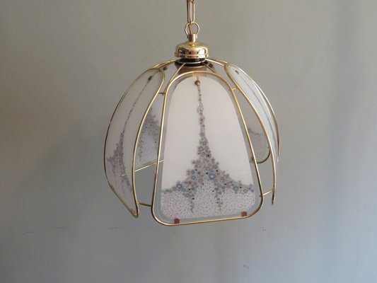 Pendant Light in Gilt Metal & Murano Glass Panels from Eglo Leuchten, Austria, 1970s-UKG-1382778