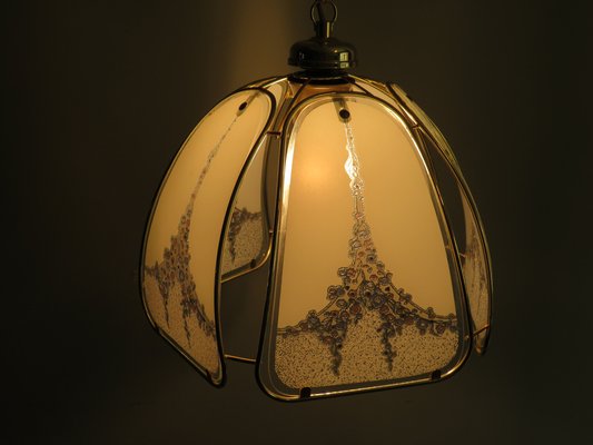 Pendant Light in Gilt Metal & Murano Glass Panels from Eglo Leuchten, Austria, 1970s-UKG-1382778